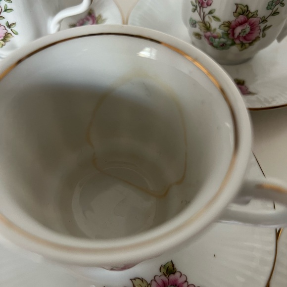 12 Pcs Vintage Floral Walbrzych Rose Set Bone China Porcelain Poland Tea Coffee - Picture 9 of 13